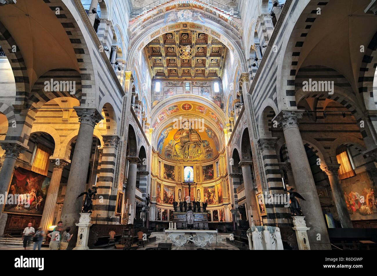 Interior View Of The Cathedral Of Pisa Piazza Dei Miracoli, Pisa, Italy Stock Photo