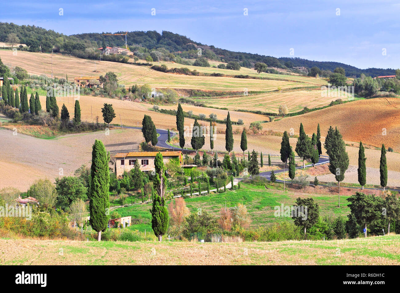 Countryside In Orcia Valley Near Pienza, Tuscany, Italy Stock Photo