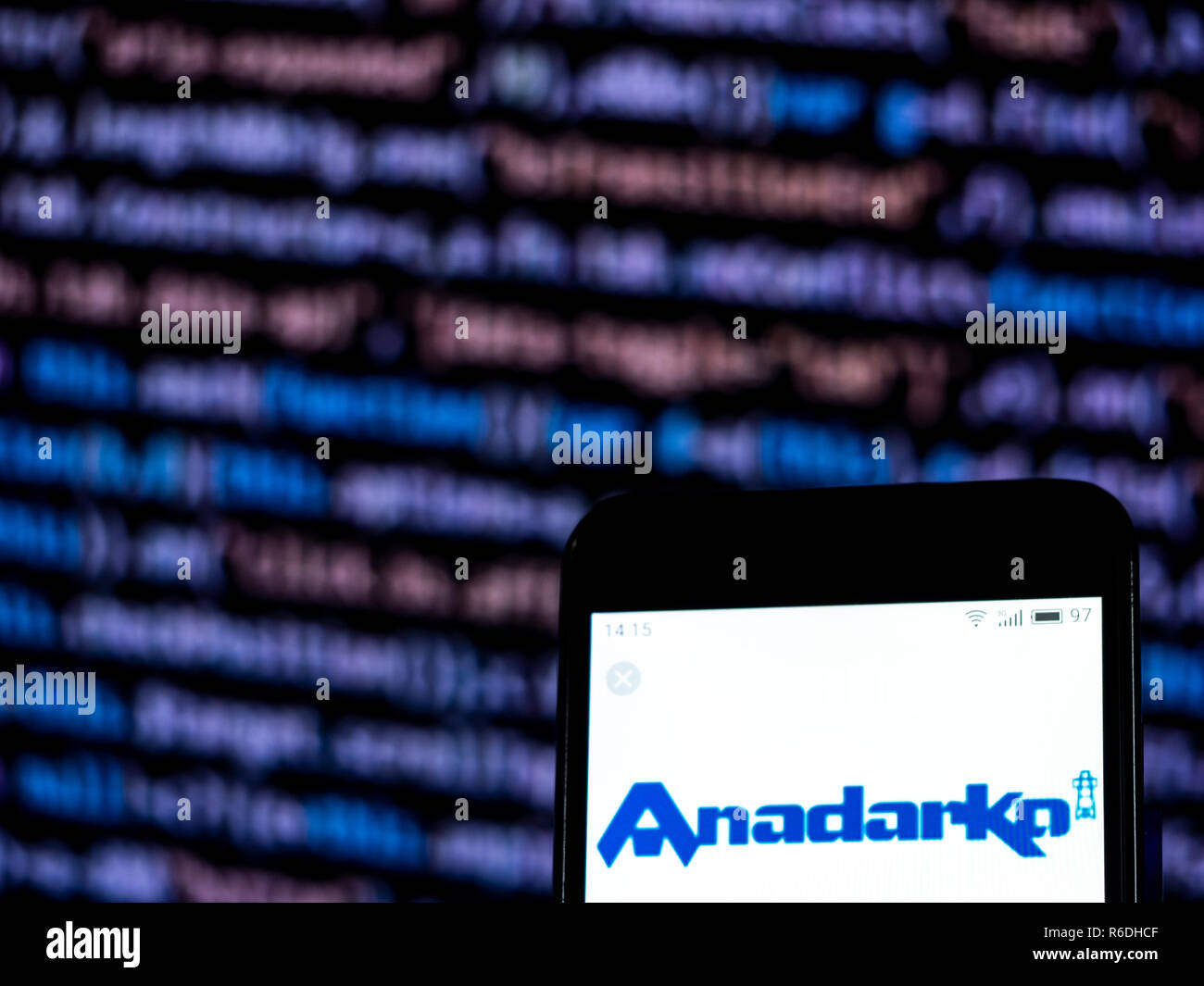 Anadarko Petroleum Corporation  logo seen displayed on smart phone. Stock Photo