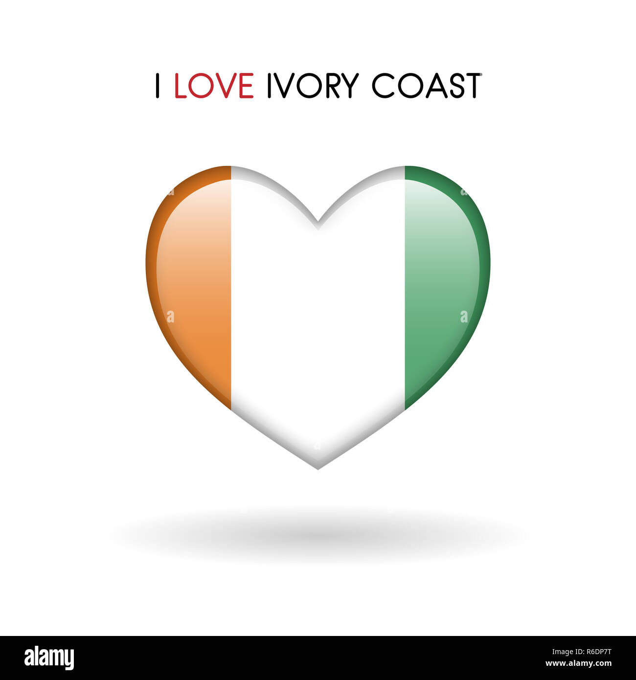 I Love CÃ´te D`Ivoire with Heart Flag Shape Vector Stock Vector