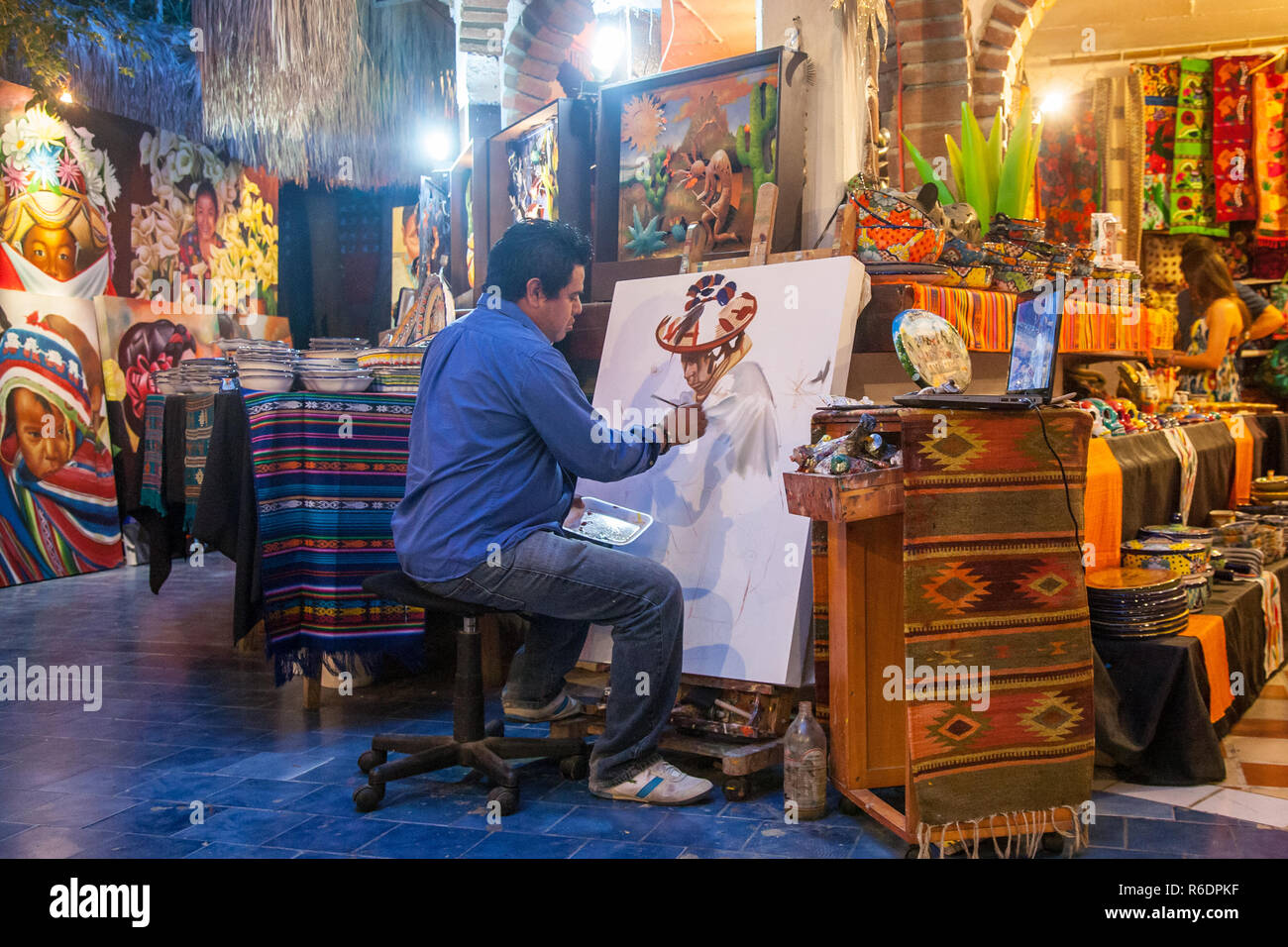 SAN JOSE DEL CABO, MEXICO MARCH 15, 2012 Artist working on a new