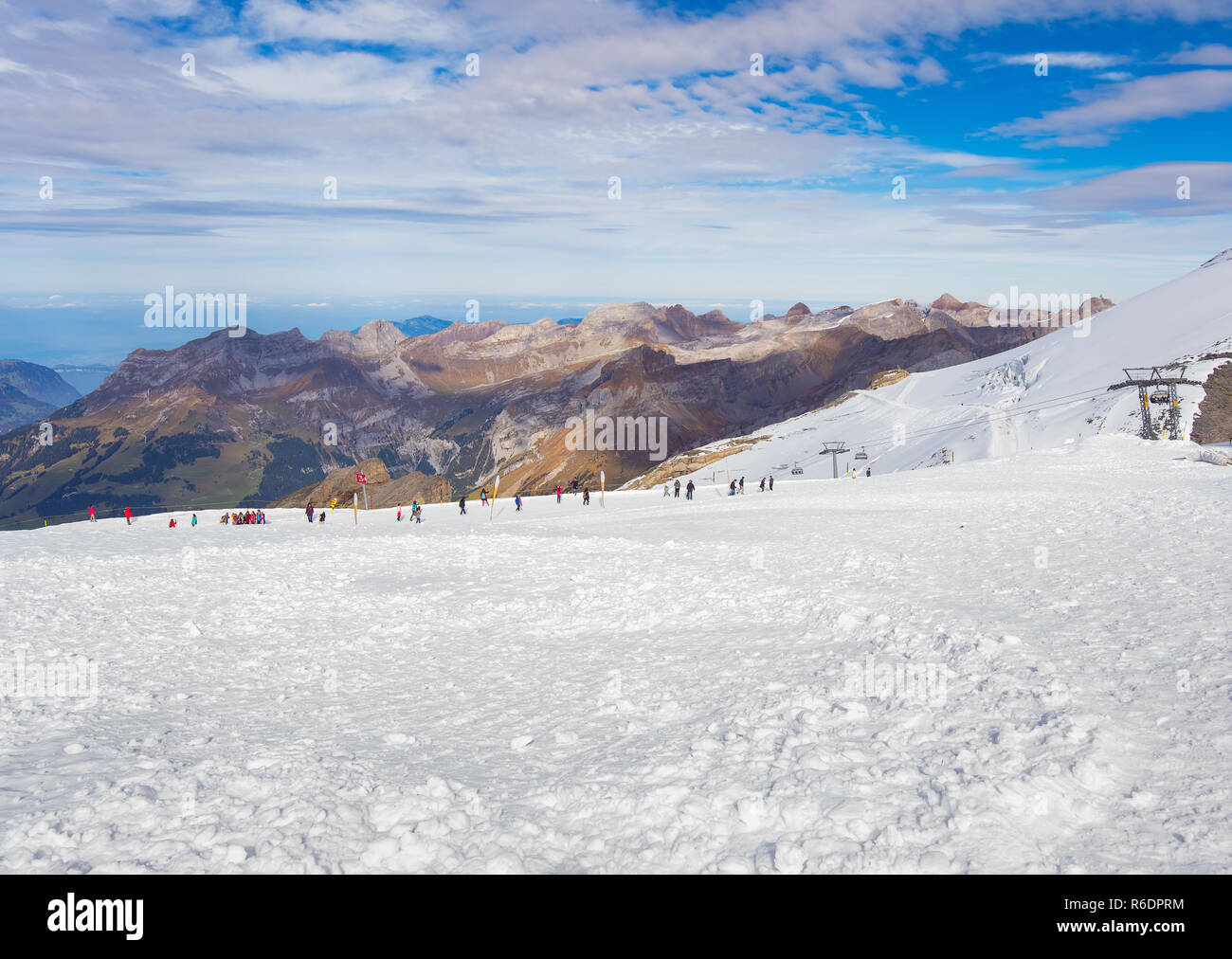 Mt. Titlis, Switzerland - October 12, 2015: people on the top of the  mountain. The Titlis is a mountain, located on the border between the Swiss  canto Stock Photo - Alamy