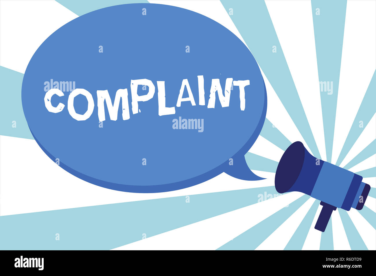 Word writing text Complaint. Business concept for statement that something is unsatisfactory or unacceptable Megaphone make an Announcement Relay mess Stock Photo