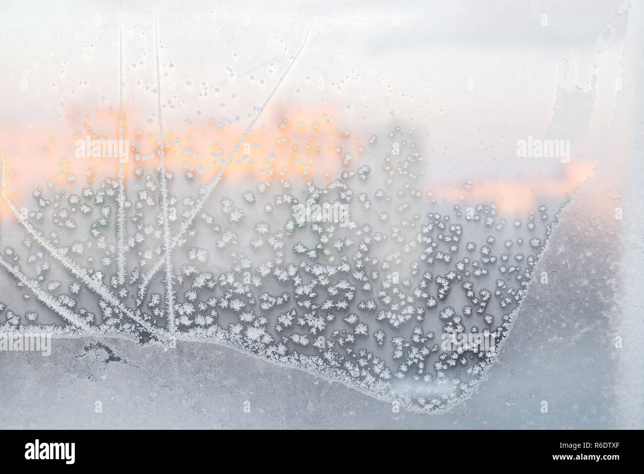 Window Ice Pattern Cold Ice pattern on the frosty window. Beautiful winter background Stock ...