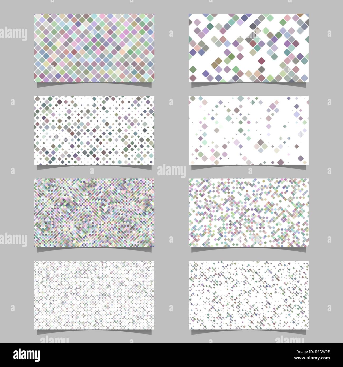 Abstract diagonal square pattern mosaic card background template set Stock Vector