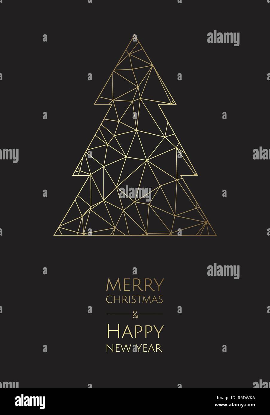 Merry Christmas and Happy New Year. Vector modern template card. Abstract geometric christmas tree Stock Vector