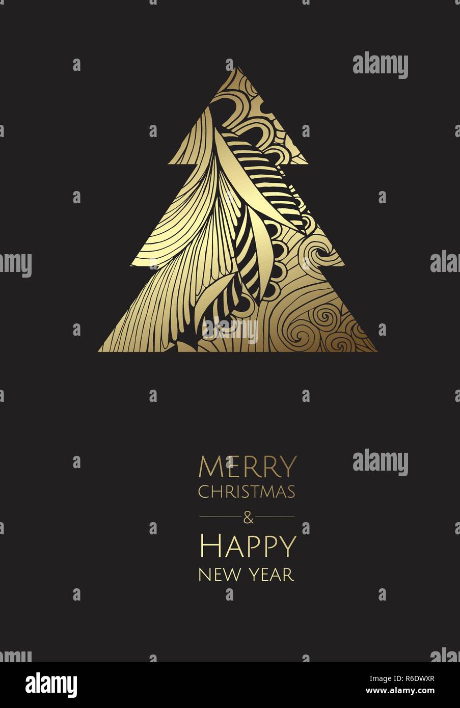 Merry Christmas and Happy New Year. Vector modern template card. Abstract geometric christmas tree Stock Vector