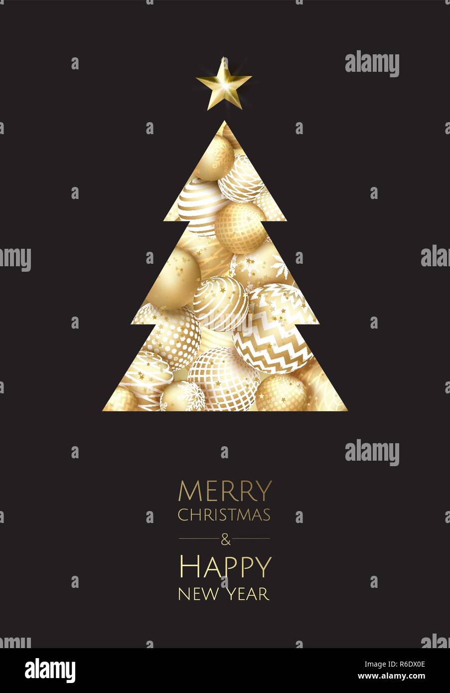 Merry Christmas and Happy New Year. Vector modern template card. Abstract christmas tree Stock Vector