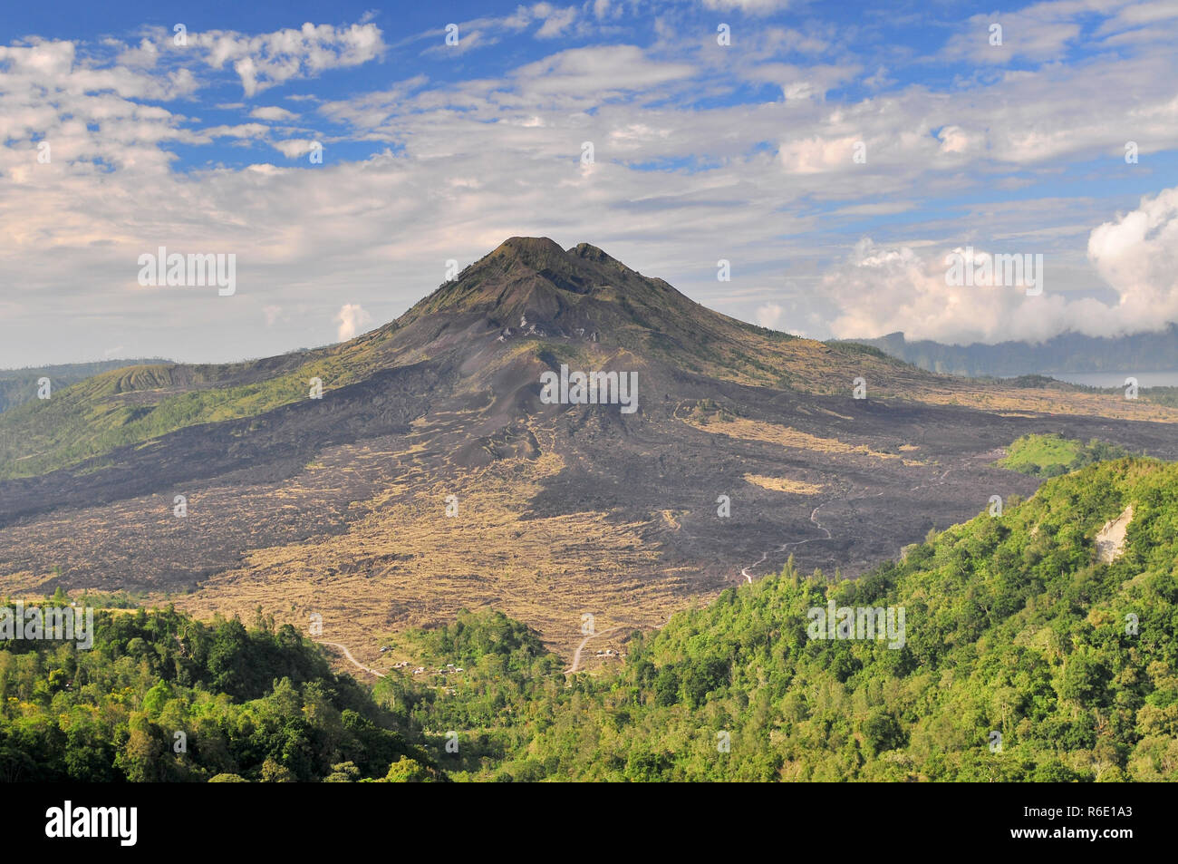 Landscape Of Batur Volcano On Bali Island, Indonesia Stock Photo