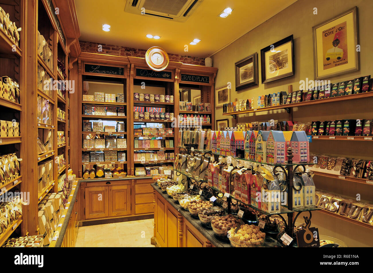 Belgium brussels chocolate shop interior hires stock photography and