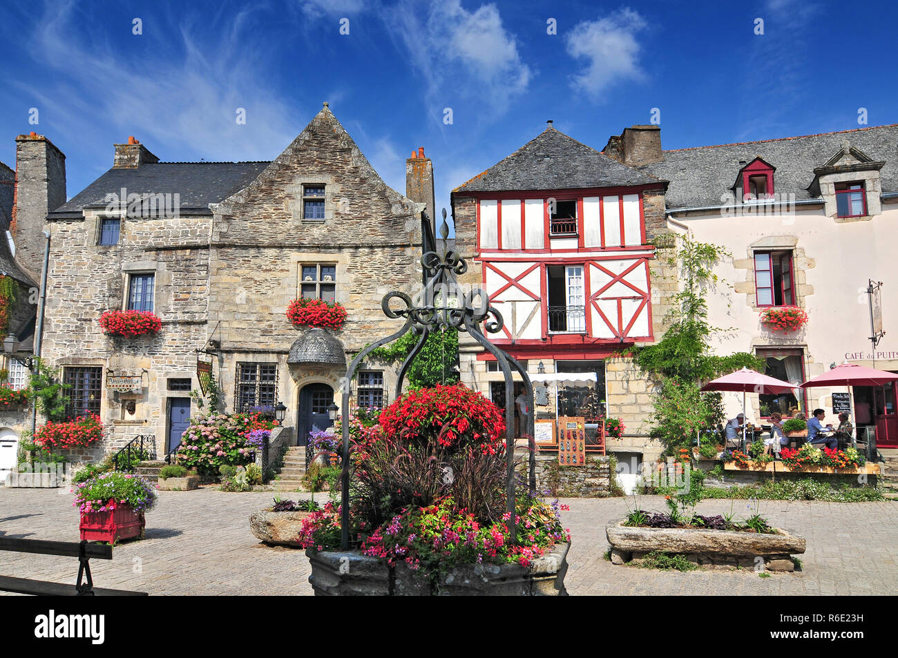 Medieval Houses At Rochefort En Terre Brittany In North-Western France