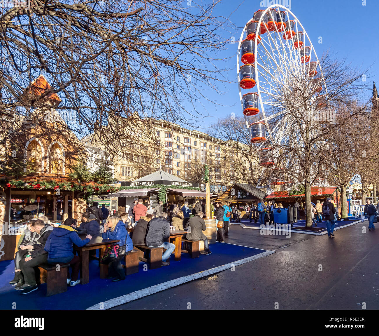 Outside eating and The Forth 1 Big Wheel at Edinburgh's Christmas 2018