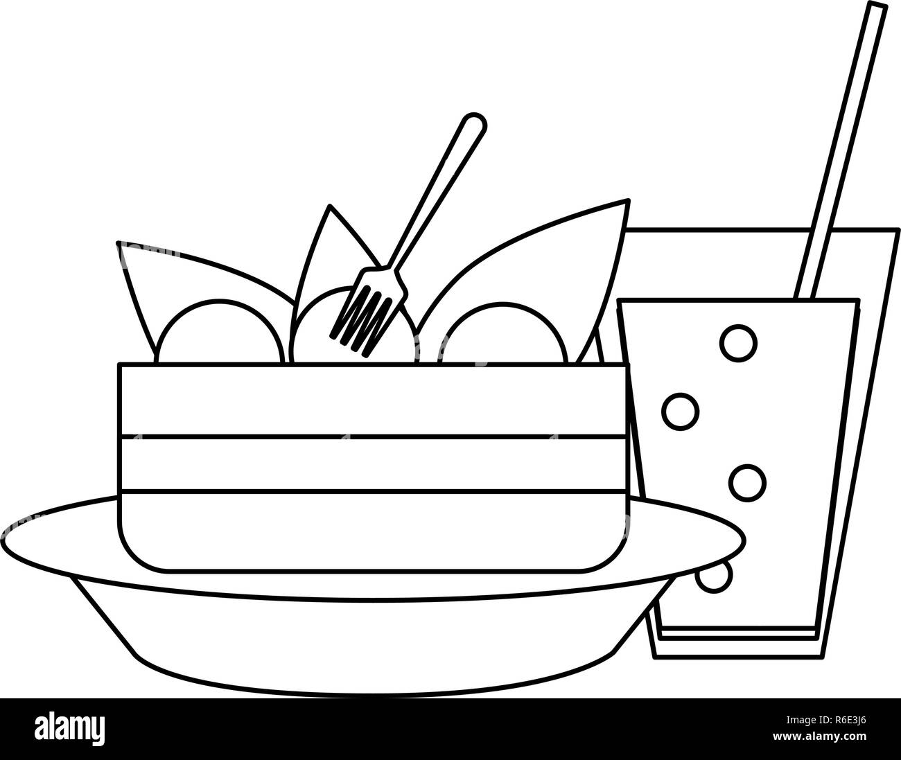 Delicious food concept black and white Stock Vector