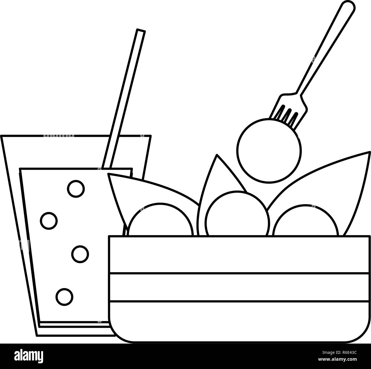 Delicious food concept black and white Stock Vector