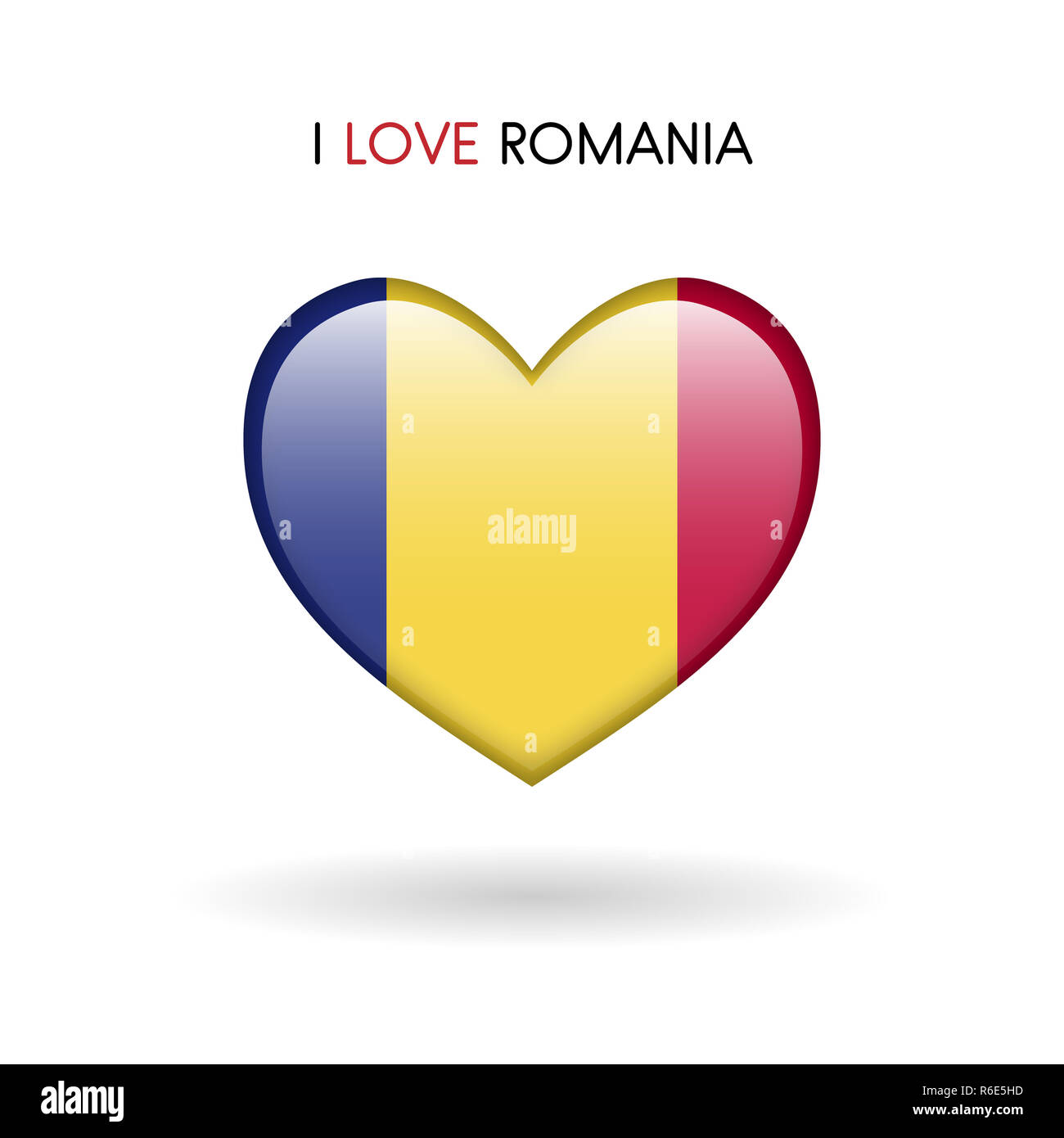 Love Romania symbol. Flag Heart Glossy icon on a white background Stock ...