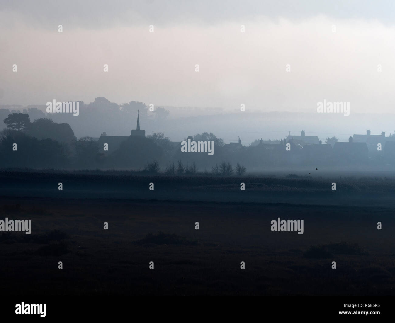 Titchwell Village and church West Norfolk UK December Stock Photo