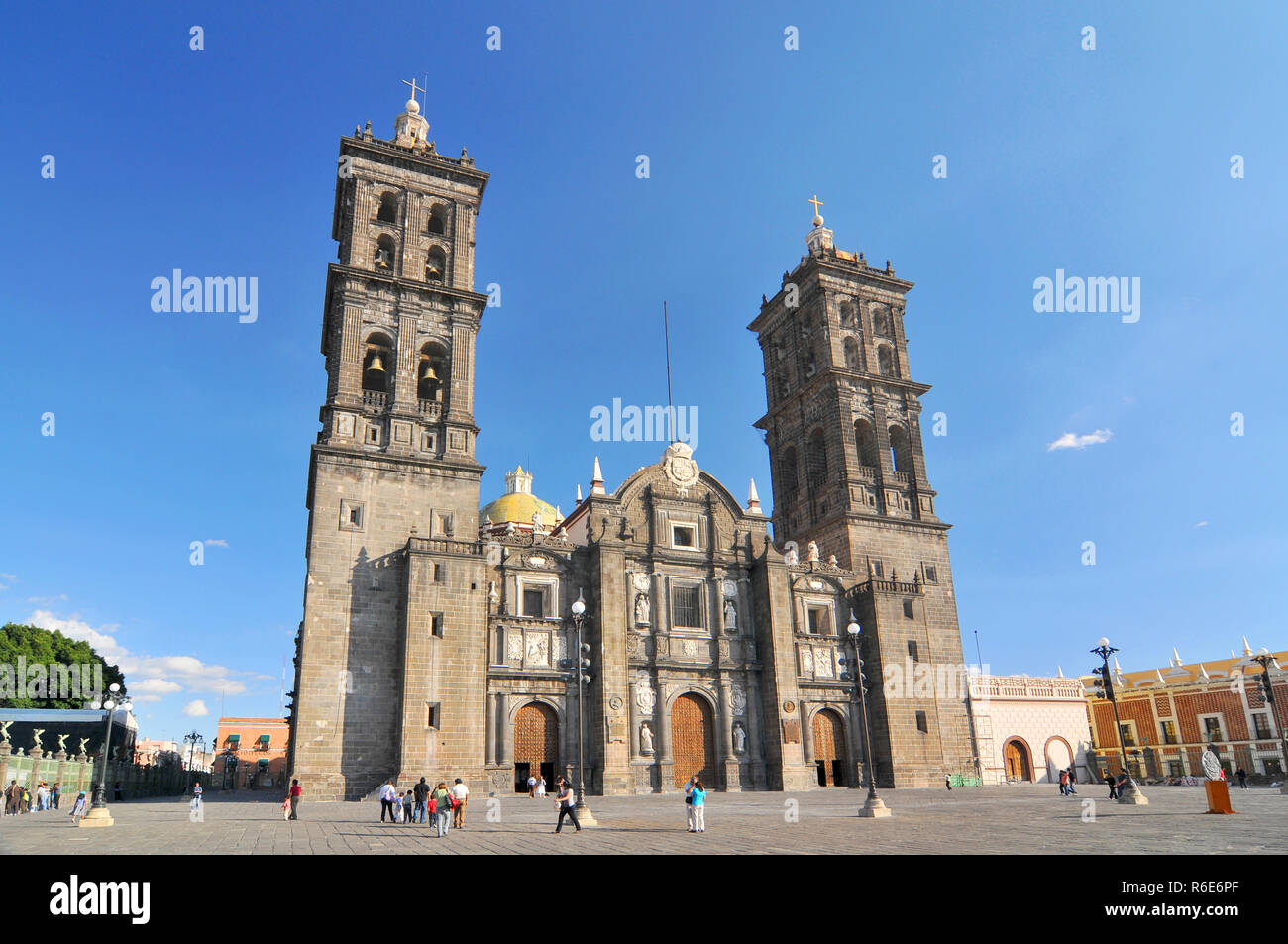 Puebla Cathedral Is A Roman Catholic Church In The City Of Puebla, Mexico Stock Photo