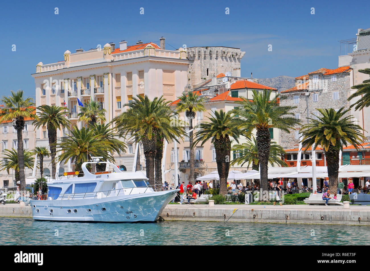 Waterfront In Split With The Riva Promenade, Split Croatia Stock Photo