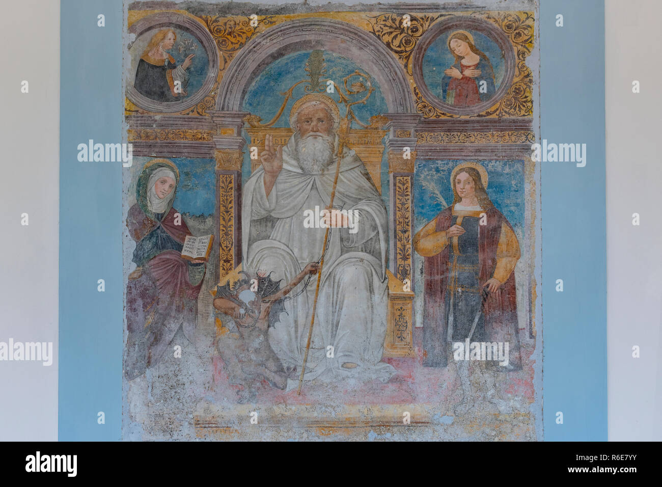 Renaissance Frescoes Of Larian Origin In The Orangerie (Museum) In Villa Melzi Deril, Como Bellagio, Italy Stock Photo