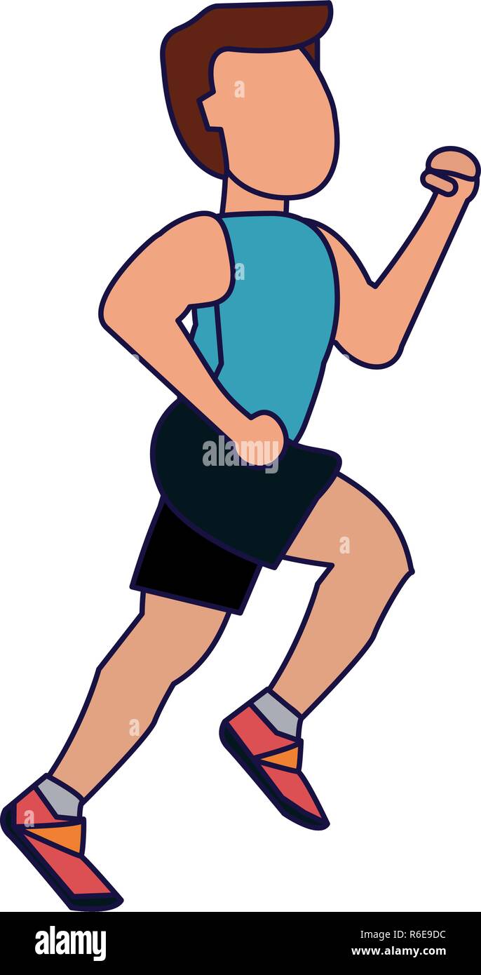 Fitness man running blue lines Stock Vector Image & Art - Alamy