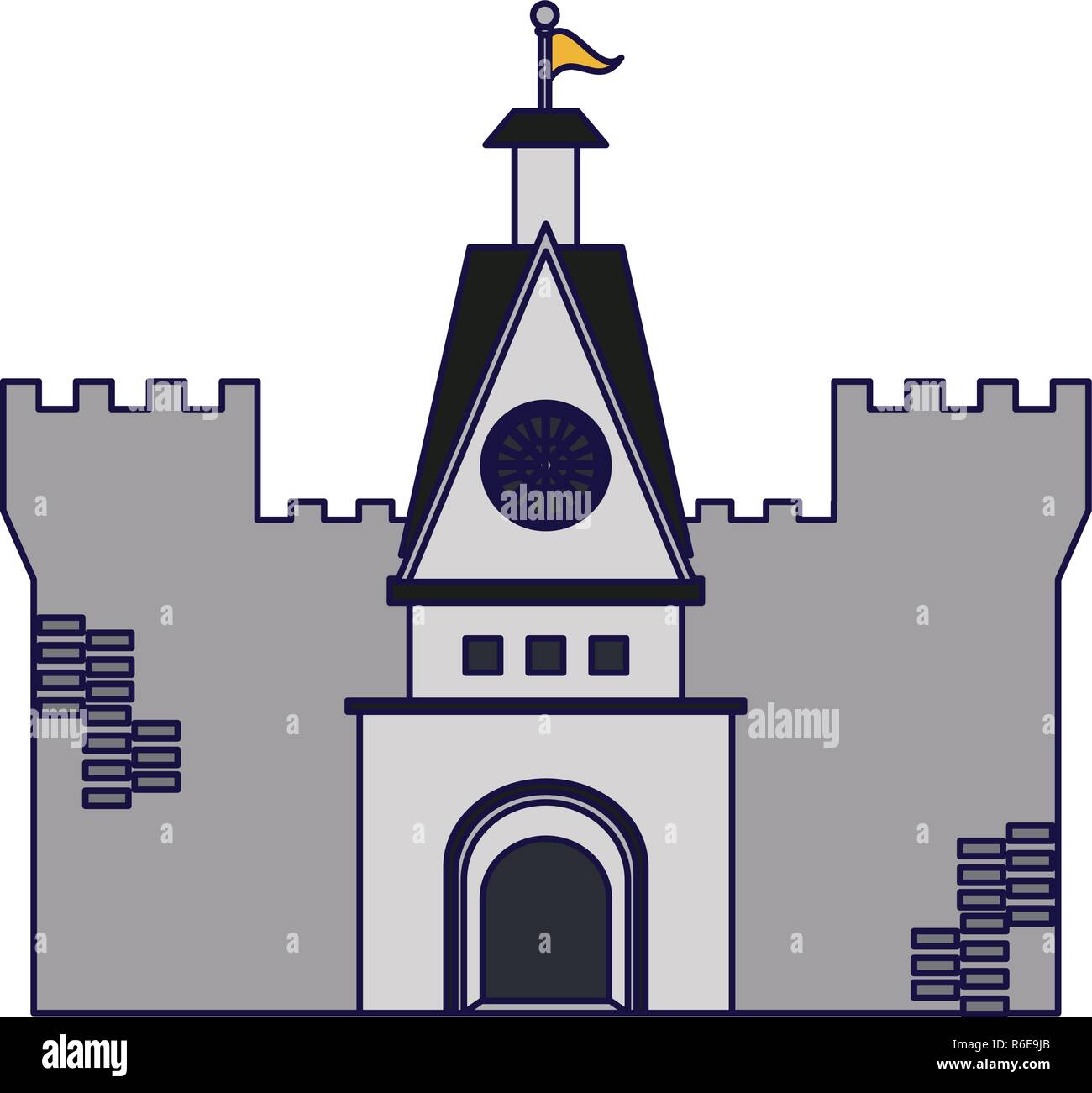 Medieval castle building blue lines Stock Vector Image & Art - Alamy