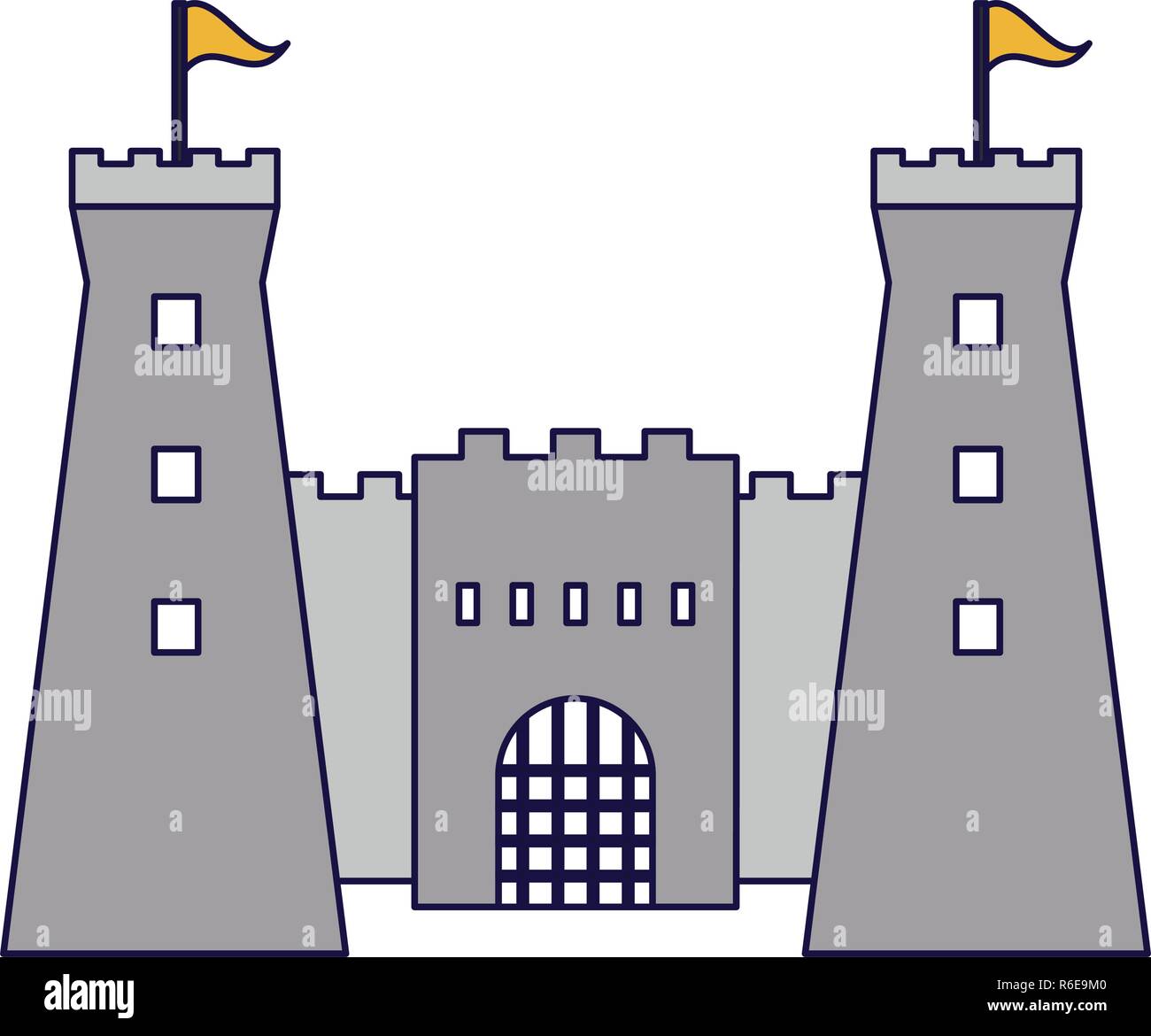 Medieval castle building blue lines Stock Vector Image & Art - Alamy