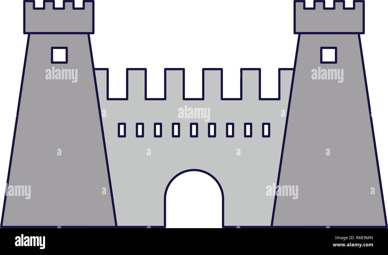 Medieval castle building blue lines Stock Vector Image & Art - Alamy