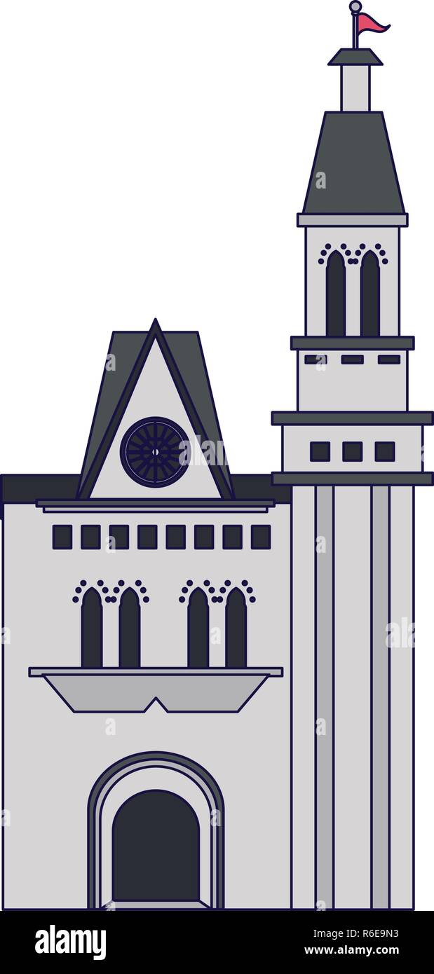 Medieval castle building blue lines Stock Vector Image & Art - Alamy