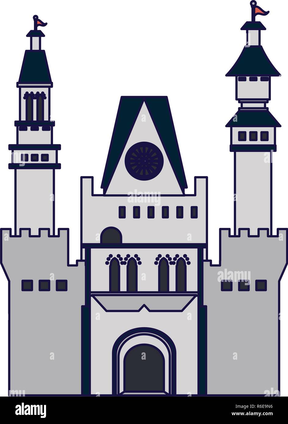 Medieval castle building blue lines Stock Vector Image & Art - Alamy