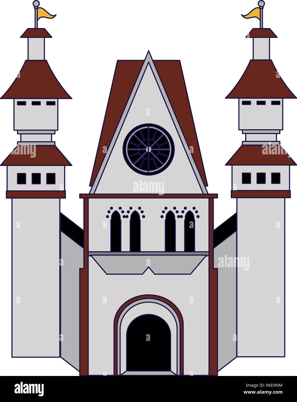 Medieval castle building blue lines Stock Vector Image & Art - Alamy