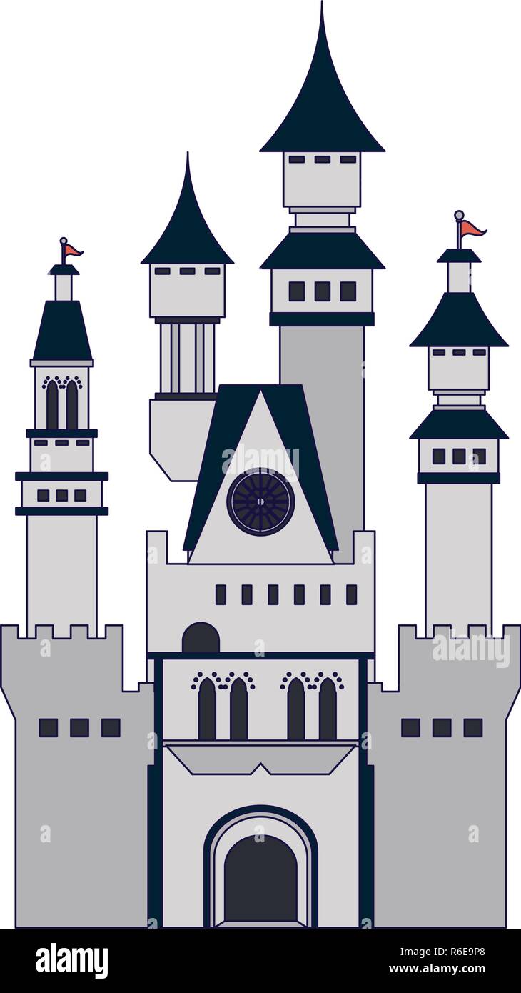Medieval castle building blue lines Stock Vector Image & Art - Alamy