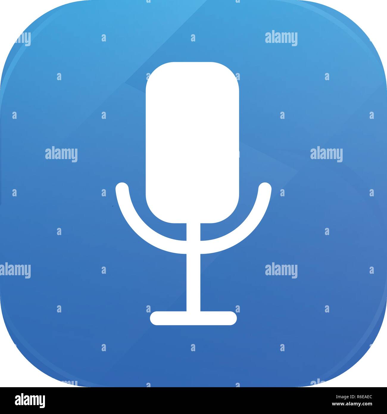 Microphone flat icon, rcording glossy icon isolated on white background Stock Vector