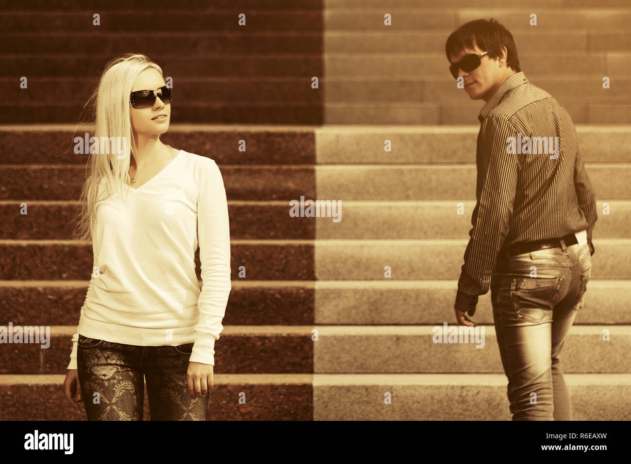 Man looking woman street flirting hi-res stock photography and images ...