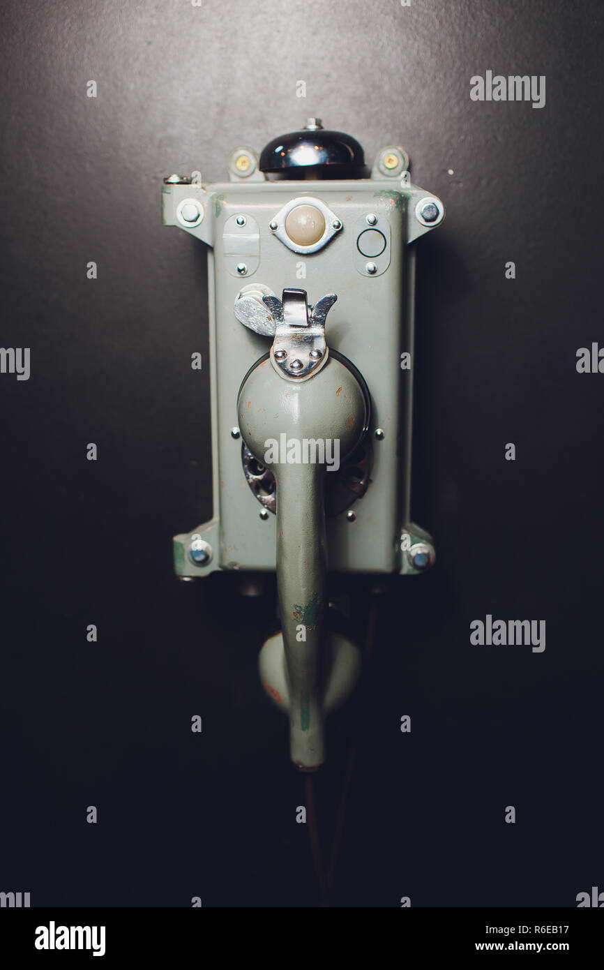 Old retro telephone on table vintage style photo Stock Photo - Alamy