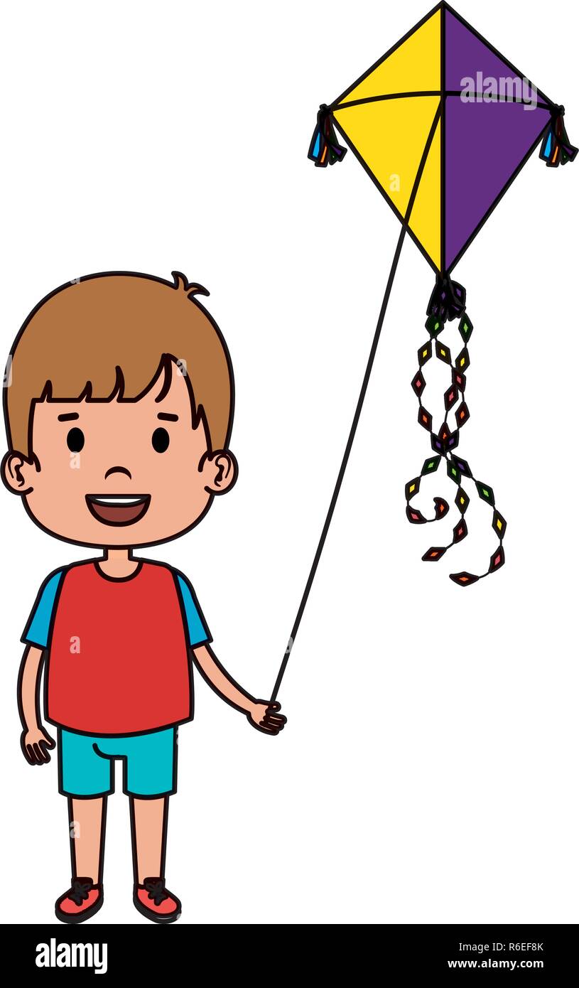 little boy flying kite vector illustration design Stock Vector Image
