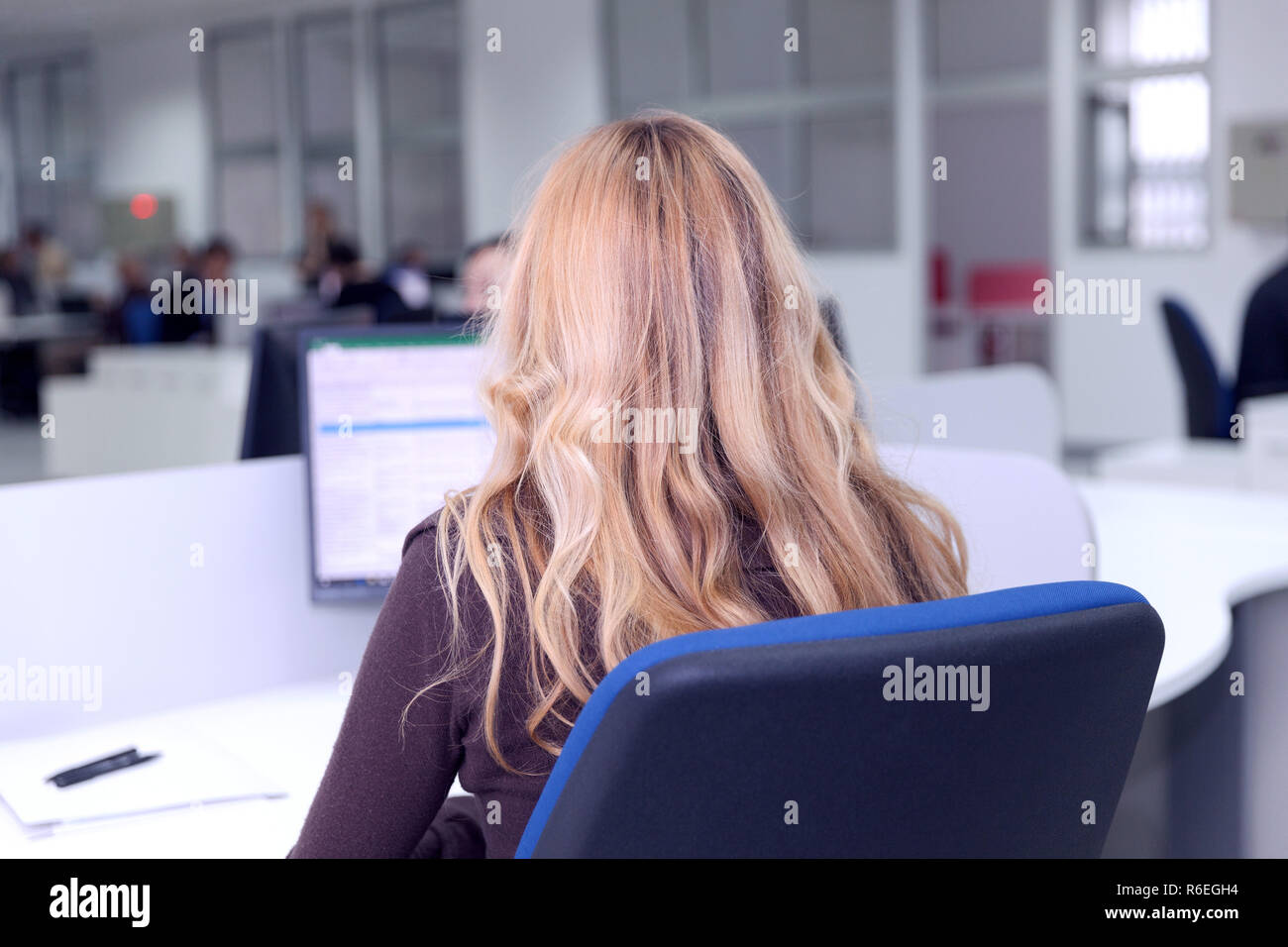 Female computer operator at work Stock Photo - Alamy