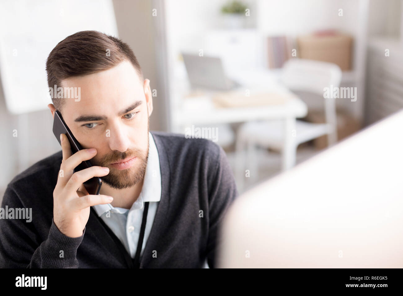 Office Worker Calling by Phone Stock Photo Alamy