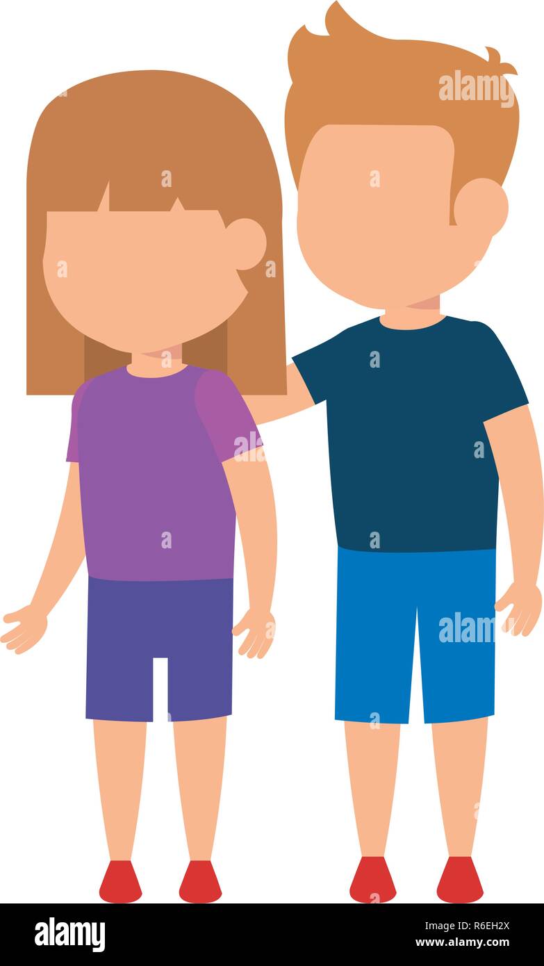 cute little kids couple vector illustration design Stock Vector Image ...