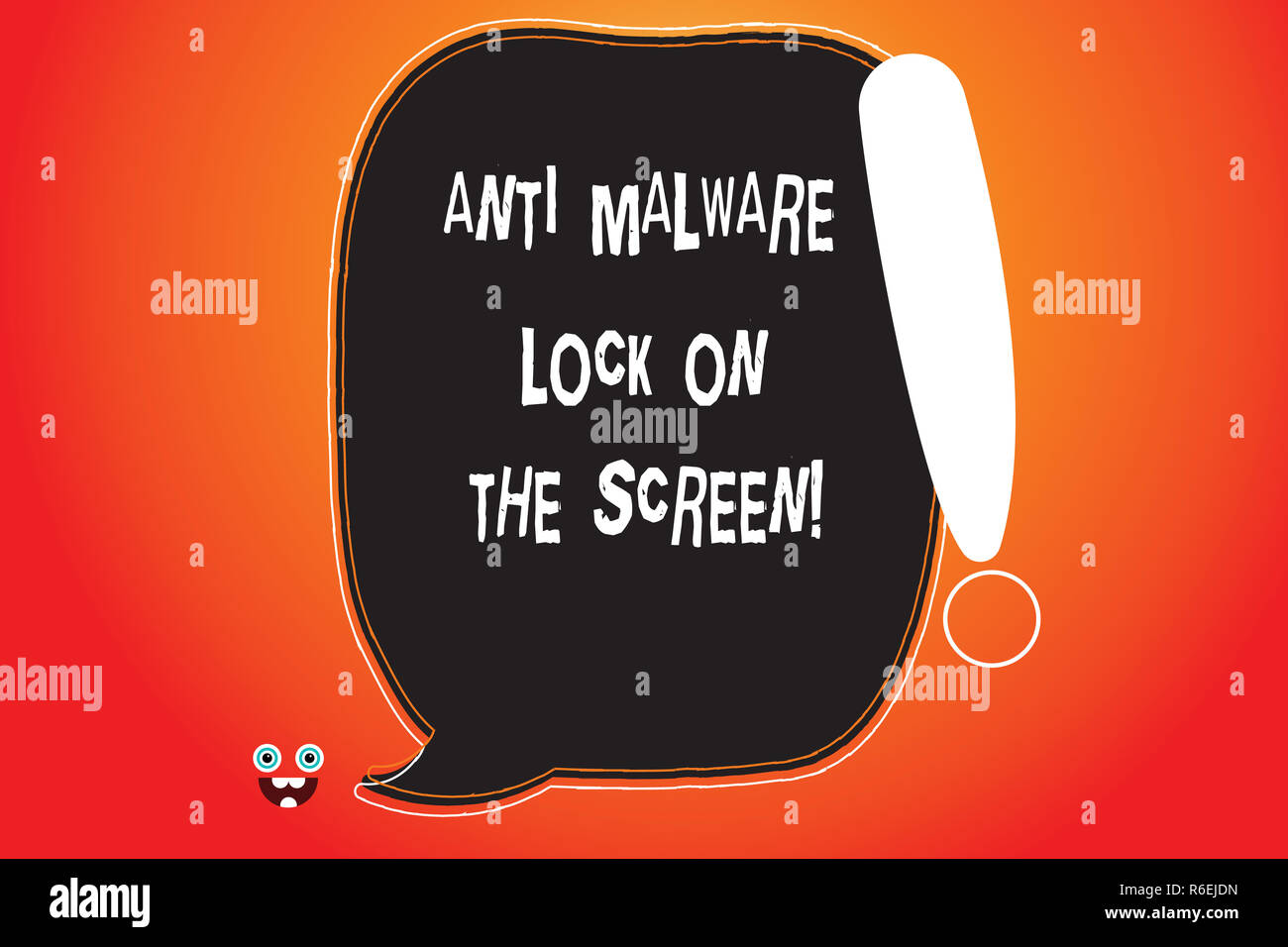Handwriting text writing Anti Malware Lock On The Screen. Concept meaning Security safety against malware hacking Blank Color Speech Bubble Outlined w Stock Photo