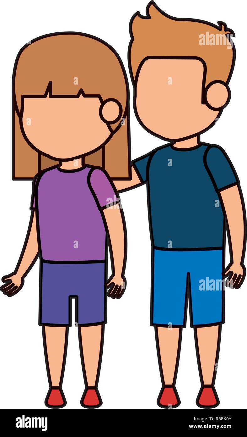 cute little kids couple vector illustration design Stock Vector Image ...