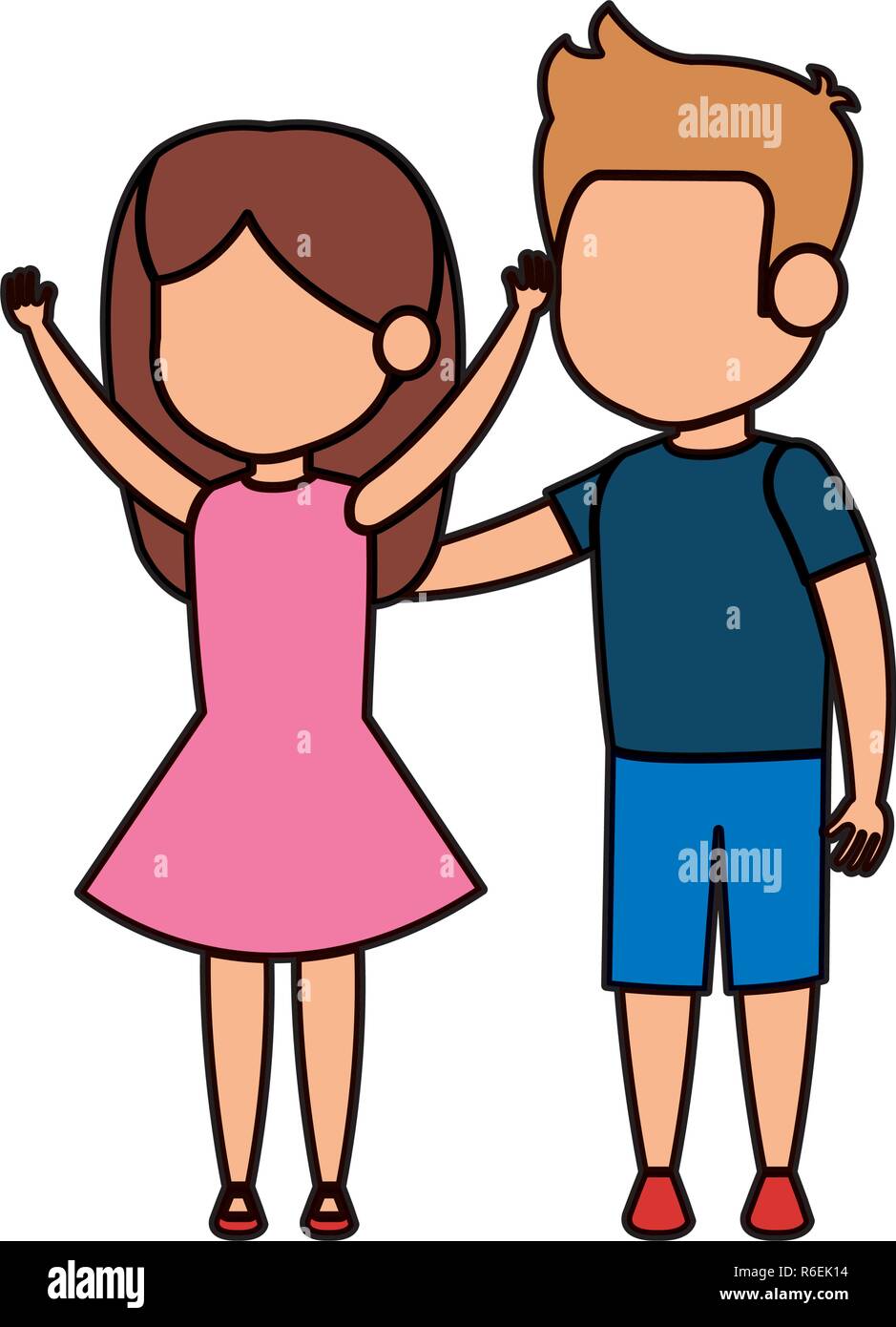 cute little kids couple vector illustration design Stock Vector Image ...