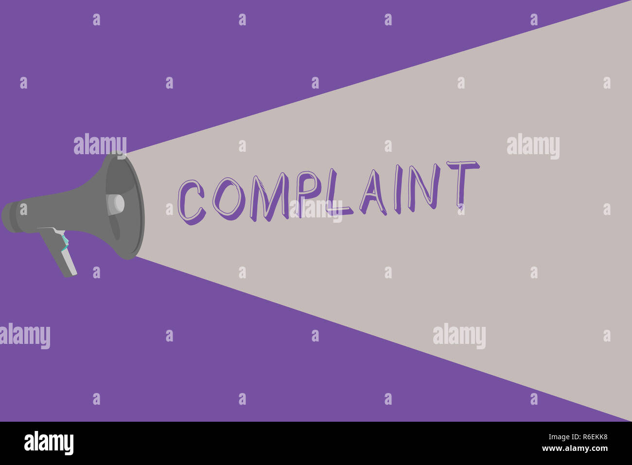 Text sign showing Complaint. Conceptual photo statement that something is unsatisfactory or unacceptable Halftone Megaphone Loudspeaker with Volume Ca Stock Photo