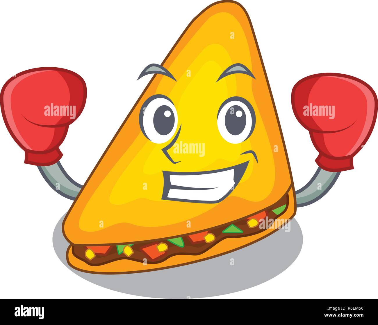 Boxing quesadilla with chicken and sauce cartoon vector illustration