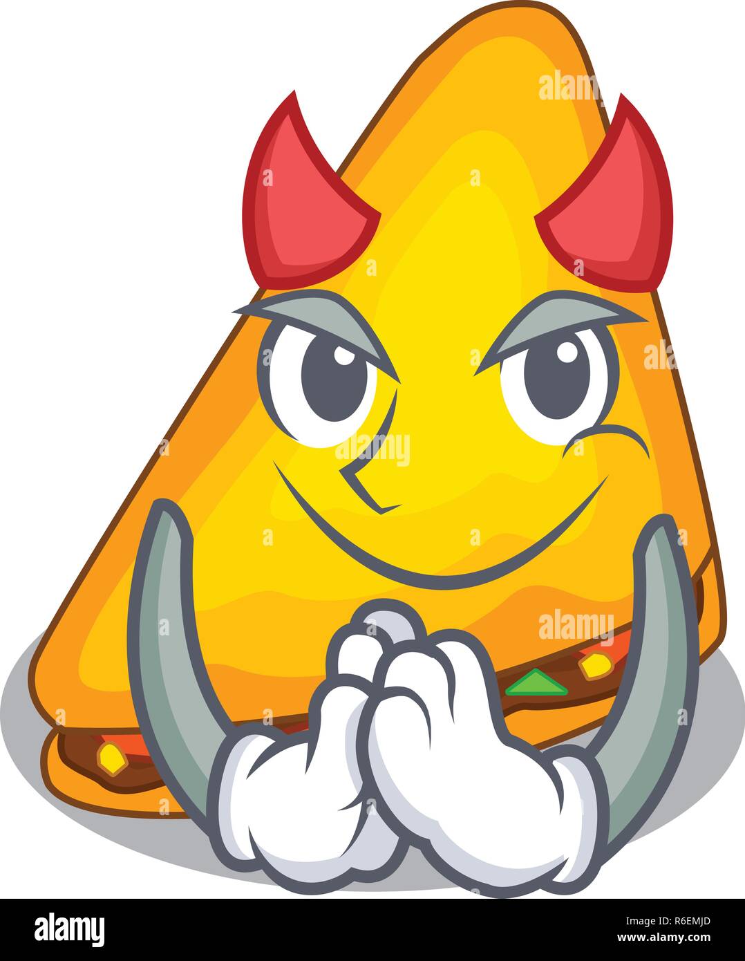 Devil quesadilla on a table in mascot vector illustration Stock Vector