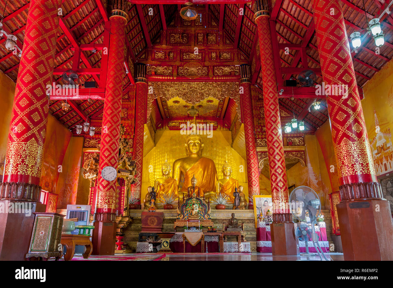 Wat Sri Suphan Temple, Interior View, Chiang Mai, Thailand, Asia Stock Photo