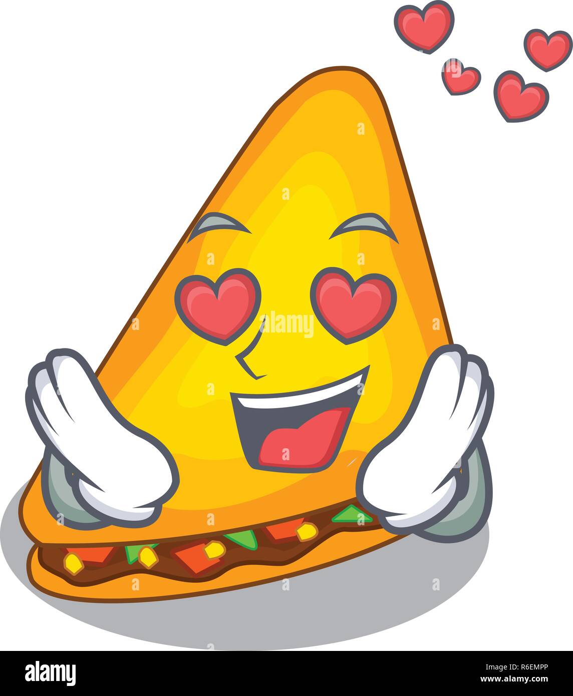 In love quesadilla on a table in mascot vector illustration Stock