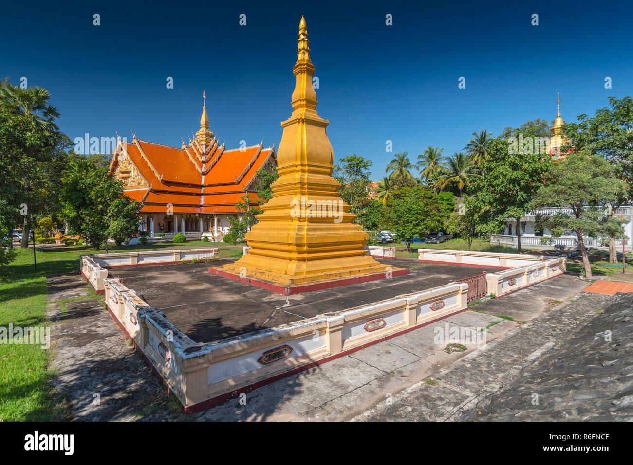 Wat That Phoun Temple In The Capital City Of Laos, Vientiane Stock Photo