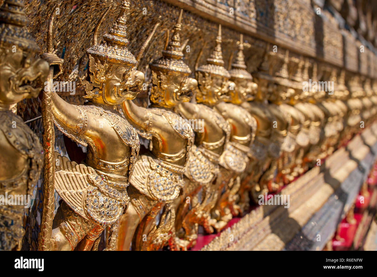 Garudas And Nagas On External Decorations Of The Ubosoth, Wat Phra Kaew Temple, Grand Palace, Bangkok, Thailand Stock Photo