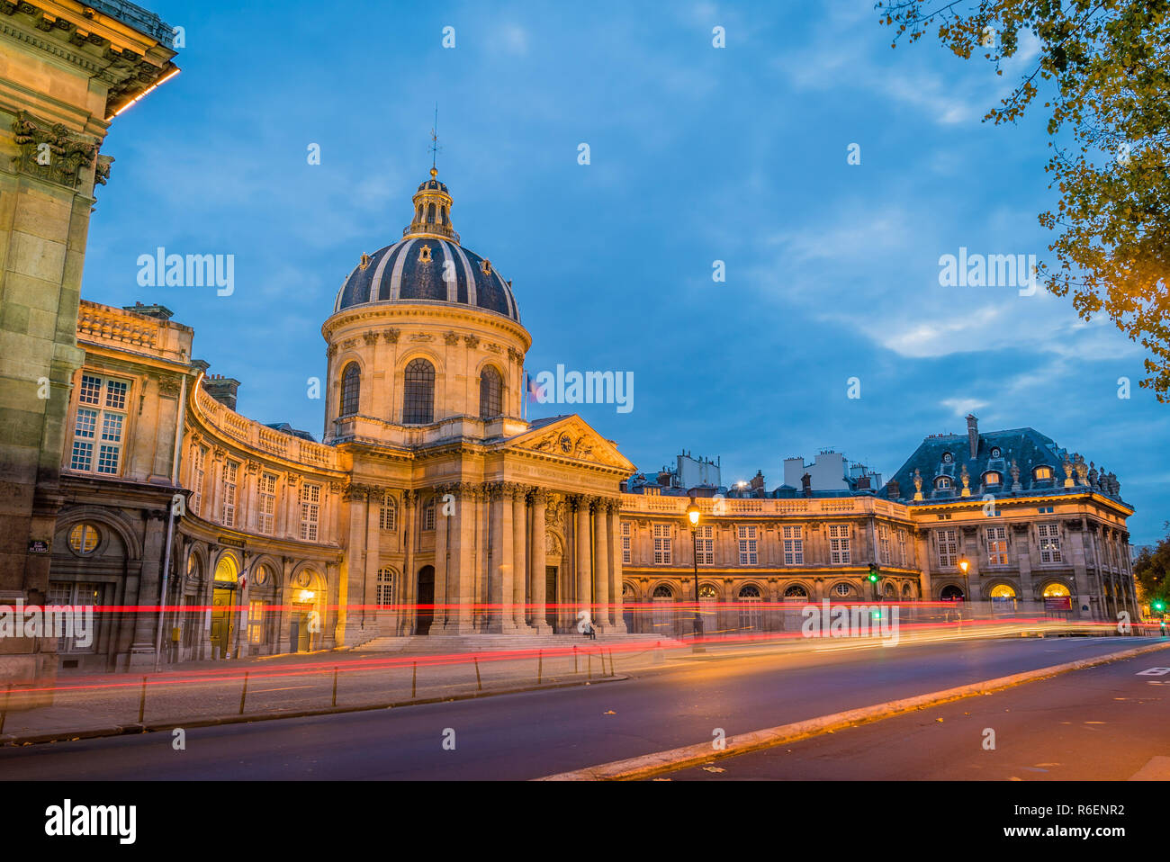 Institut de France in Paris at dusk Stock Photo
