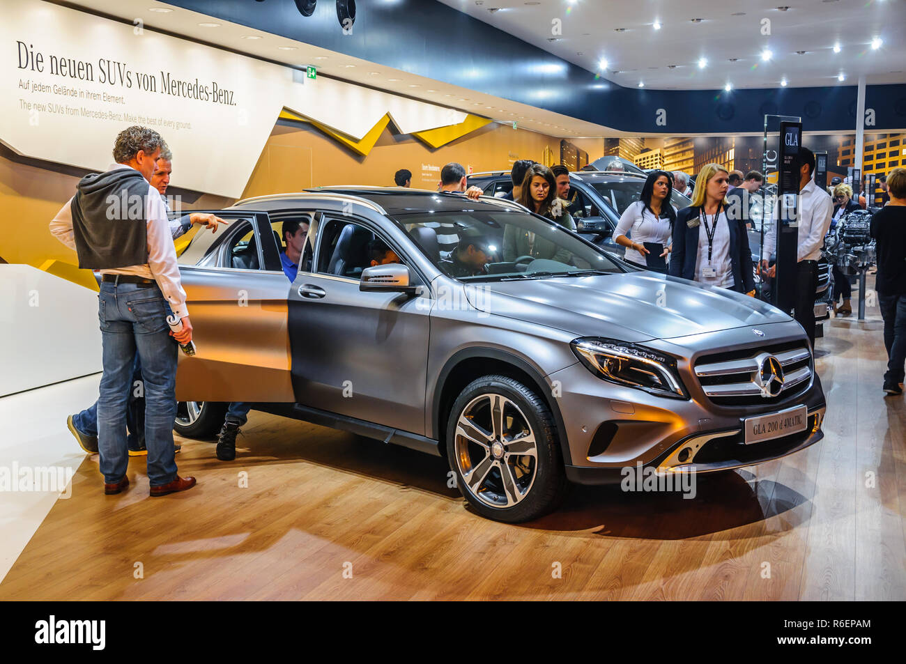 FRANKFURT - SEPT 2015: Mercedes-Benz GLA 200 d 4MATIC presented at IAA International Motor Show on September 20, 2015 in Frankfurt, Germany Stock Photo